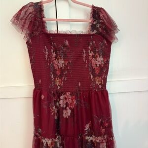 Floral Smocked Dress with Ruffle Sleeves